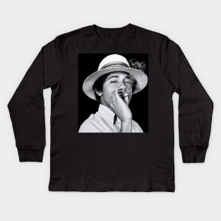 Barack Obama Smoking Vintage Large Image Kids Long Sleeve T-Shirt